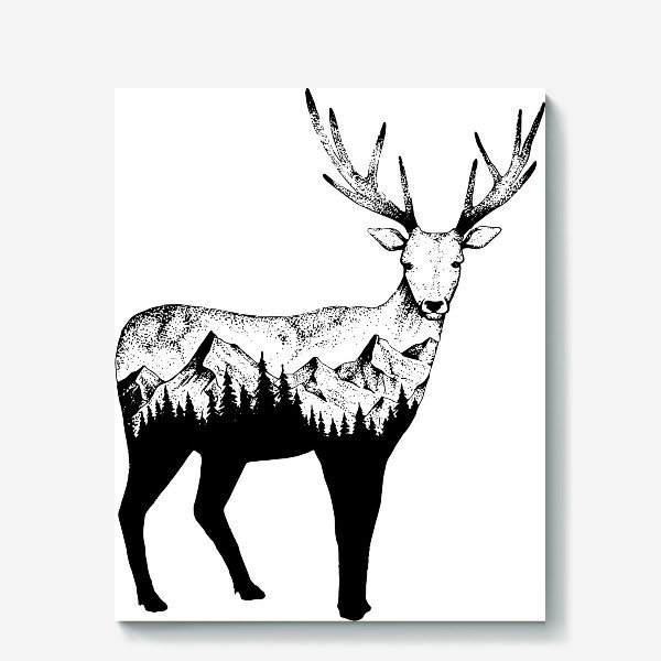 Иллюстрация оленя в скандинавском стиле