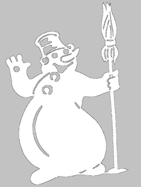 Снеговик почтовик трафарет на окно для вырезания