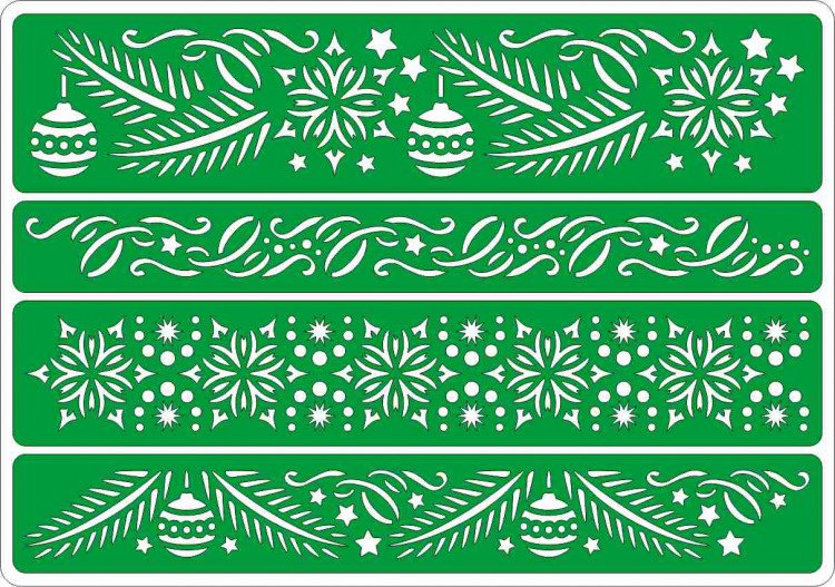 Новогодний бордюр трафарет