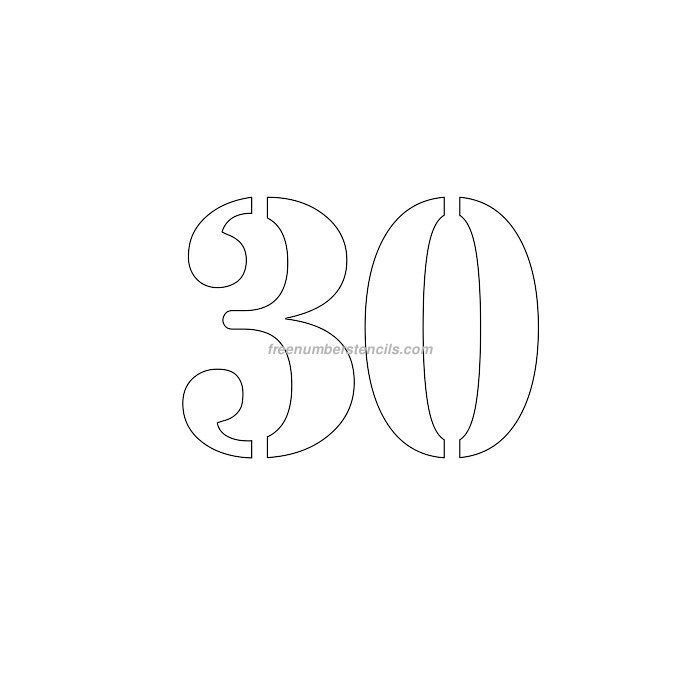 Цифра 30 трафарет