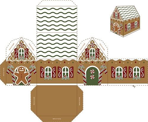 Развертка пряничного домика из бумаги
