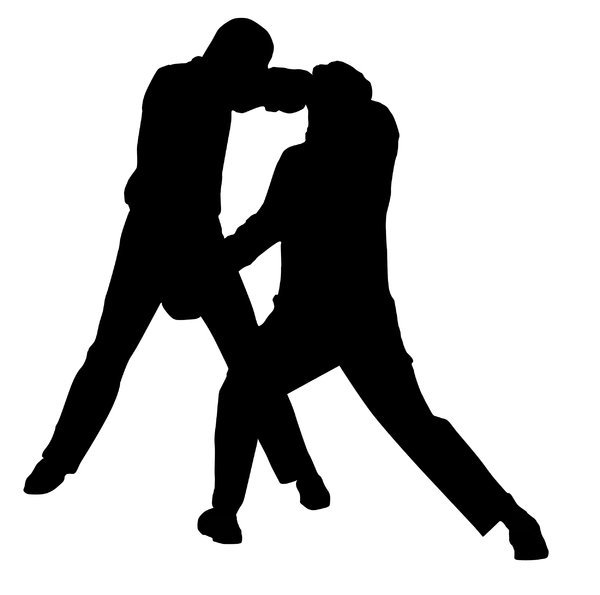 Силуэт дерущегося мужчины