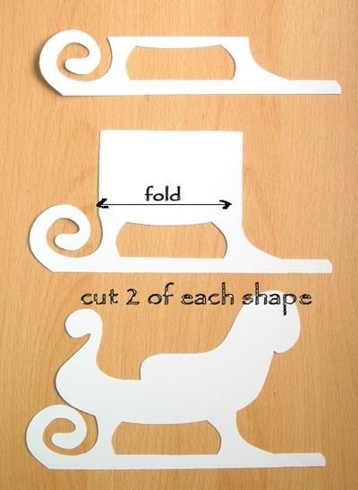 Трафарет санки из картона