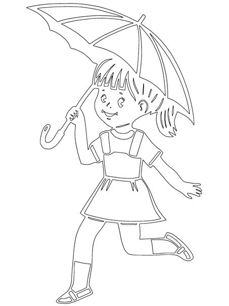 Вытынанки на окна девочка с зонтом