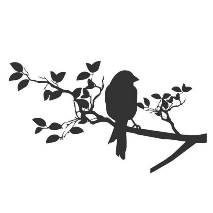 Силуэт птицы на ветке