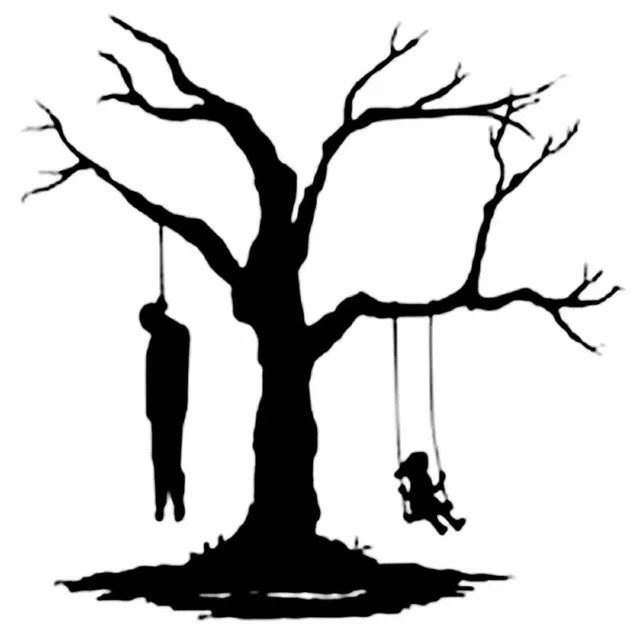 Силуэт повесившегося человека