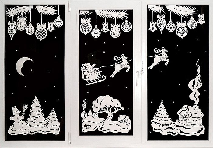 Новогоднее украшения на окна