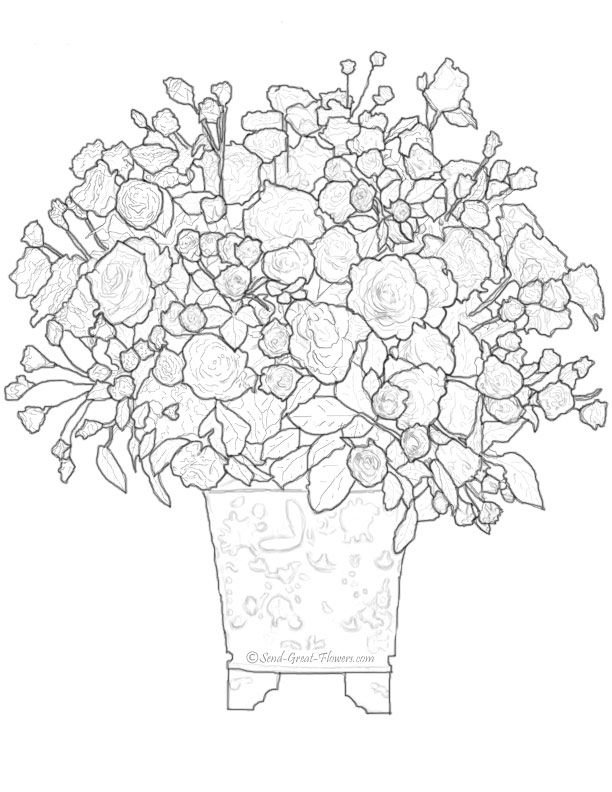 Букет раскраска для детей