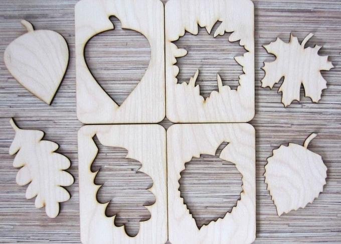 Набор трафаретов листья деревьев