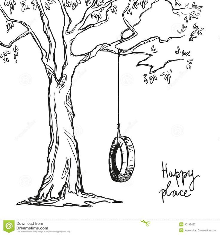 Качели на дереве рисунок