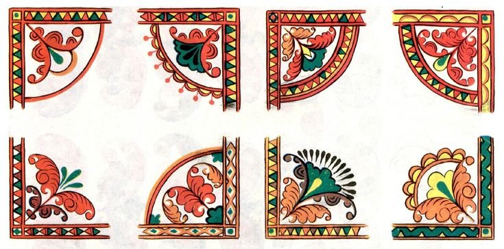 Борецкая роспись орнамент в полосе