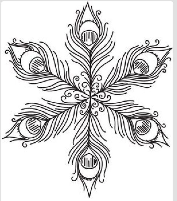 Стилизованный рисунок снежинки для выжигания