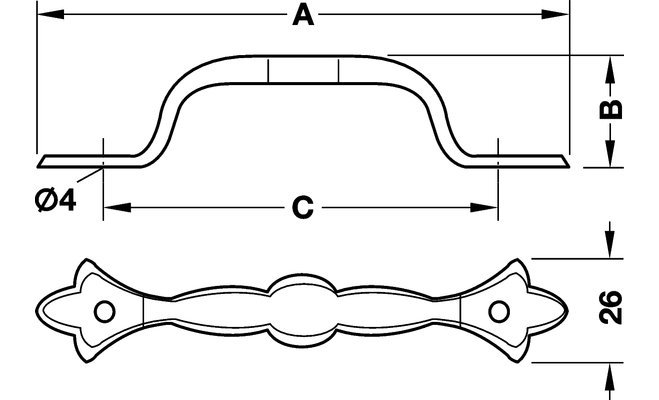 Чертеж дверной ручки