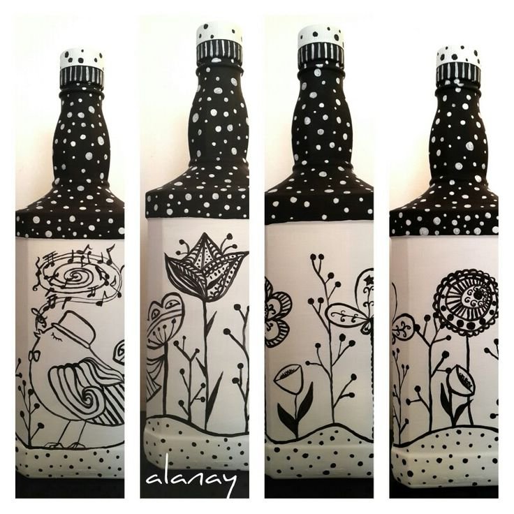 Декор бутылок акриловыми красками