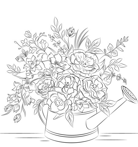 Букет цветов раскраска для детей