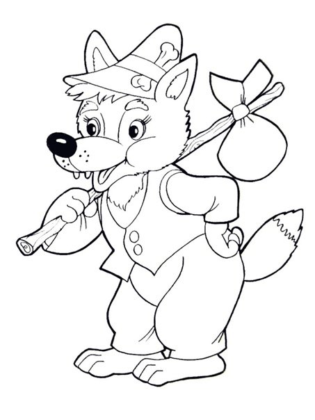 Волк раскраска для детей 3-4 лет