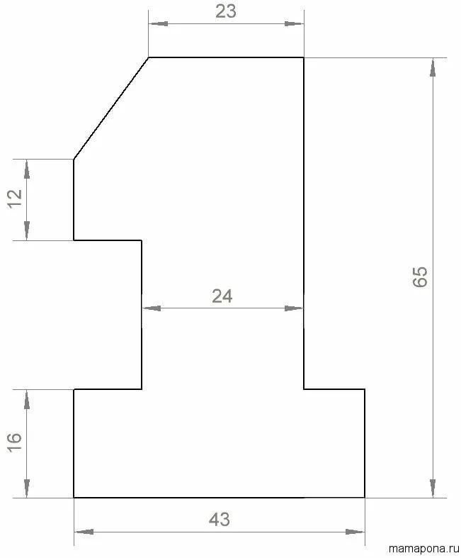 Цифра 1 из картона Размеры