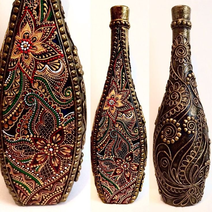 Роспись бутылок точечной росписью