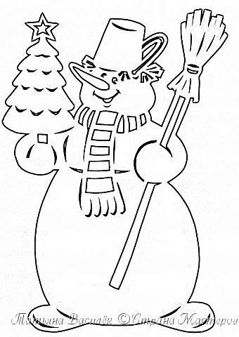 Трафареты на окна к новому году Снеговик