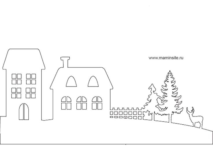 Вырезалки на окна новогодний город