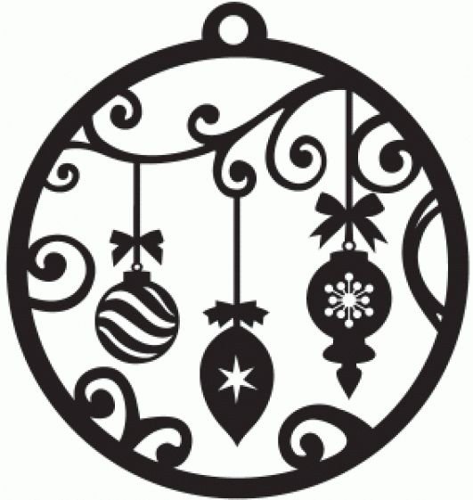 Новогодние шары силуэт на окно