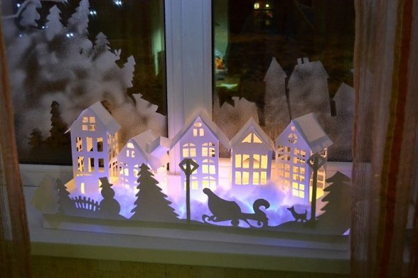 Новогодние домики на подоконник с подсветкой