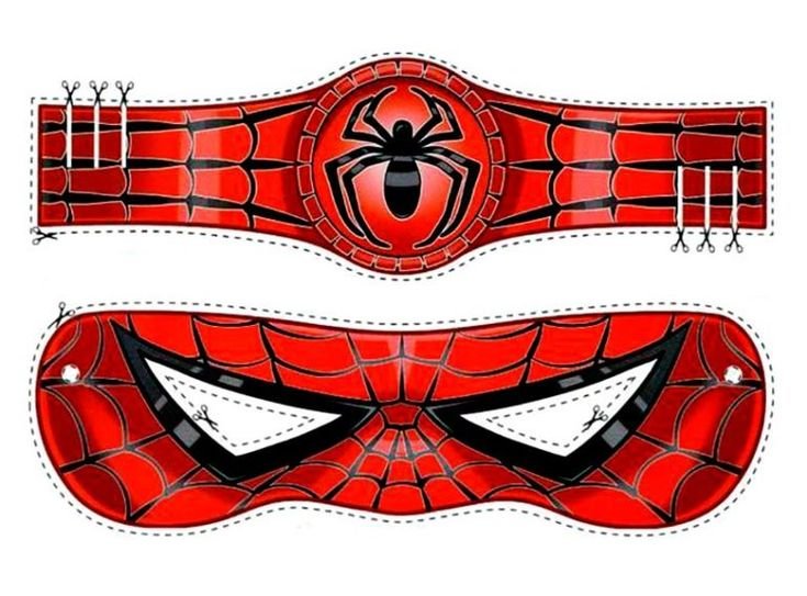 Схема маски человека паука из бумаги