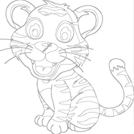 Тигренок на окно трафарет