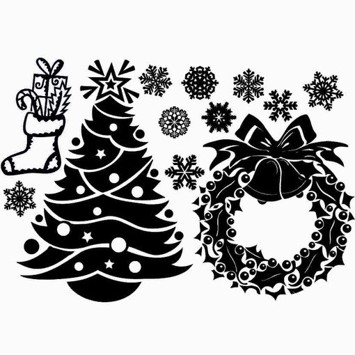 Новогодние наклейки на окна елка