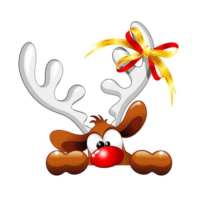 Дед Мороз и олень выглядывают