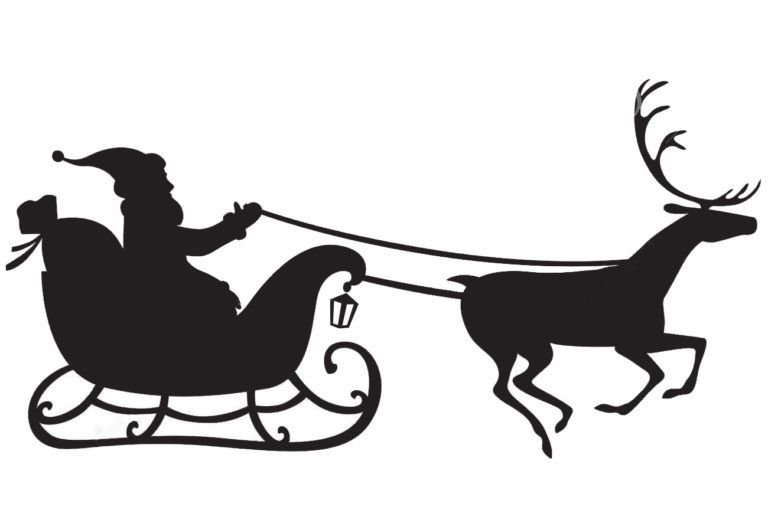 Трафареты на окна сани с оленями