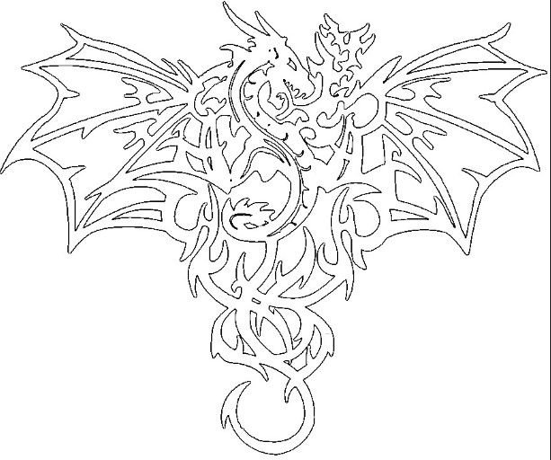 Трафарет дракона для вырезания на окно