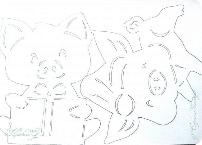 Вытынанки на новый год поросёнок