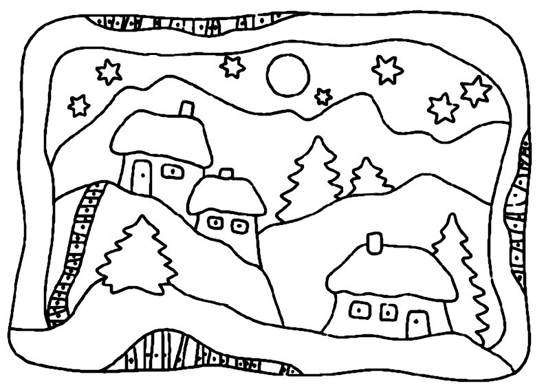 Зимняя раскраска