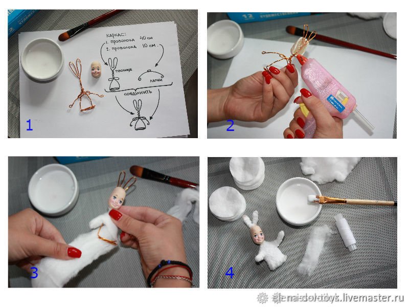 Каркас из проволоки для куклы из ваты