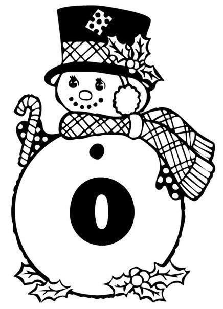 Трафарет снеговика с цифрами