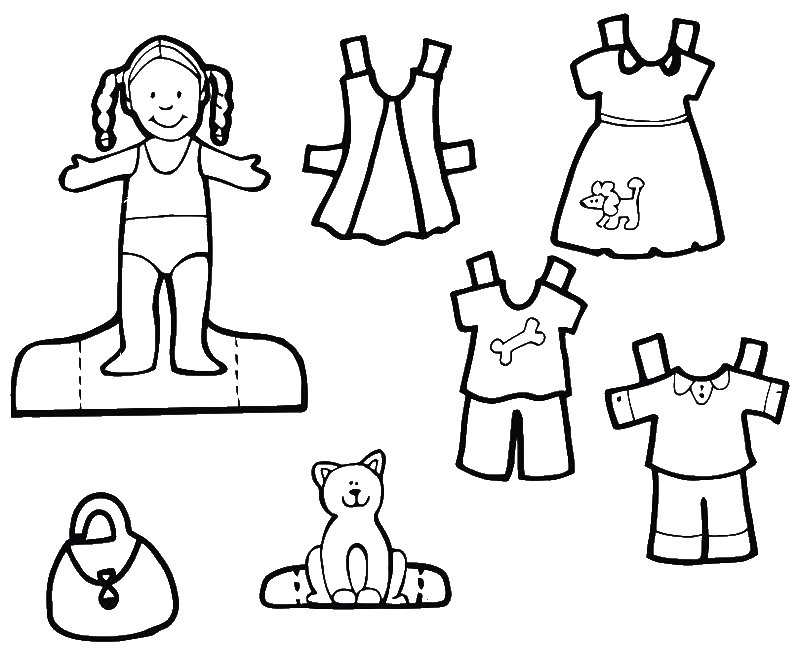Куклы с одеждой для раскрашивания
