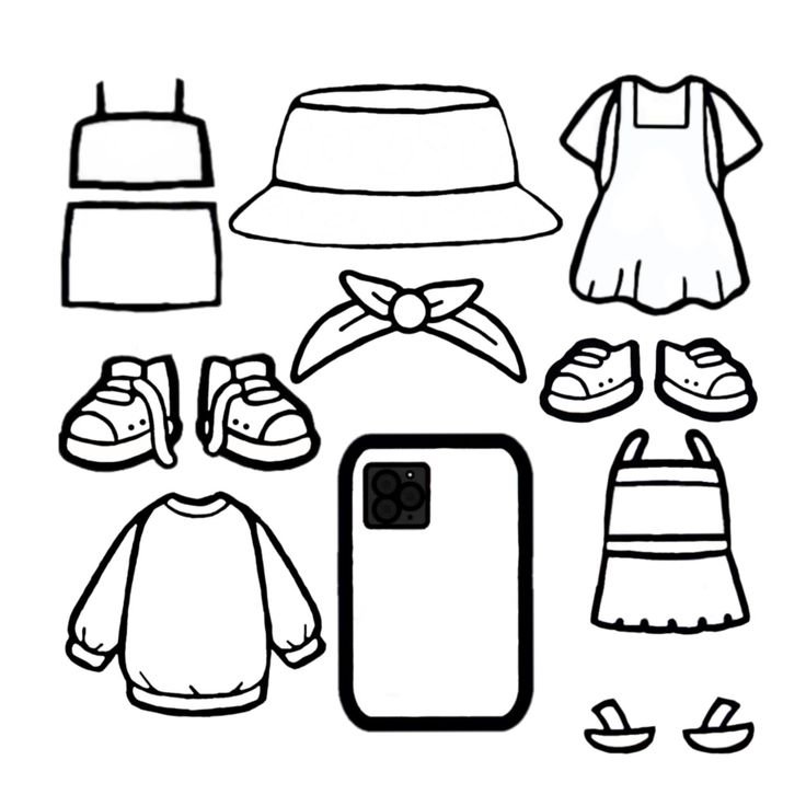Раскраска кукла с одеждой