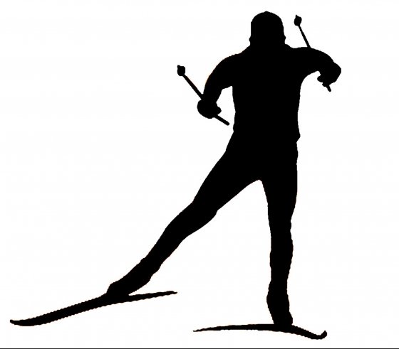 Силуэты спортсменов лыжник