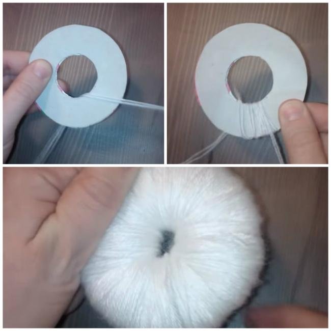 Снеговик из ниток помпоны