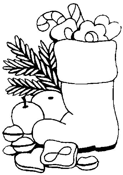 Новогодний носок раскраска