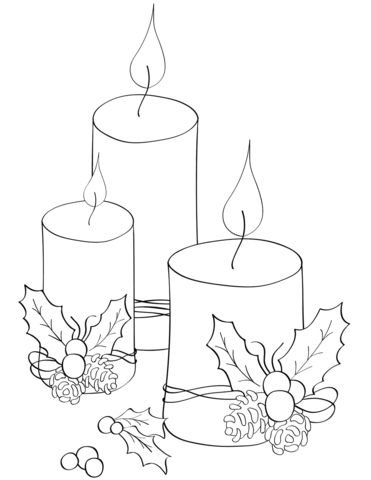 Раскраски новогодние свечи для детей