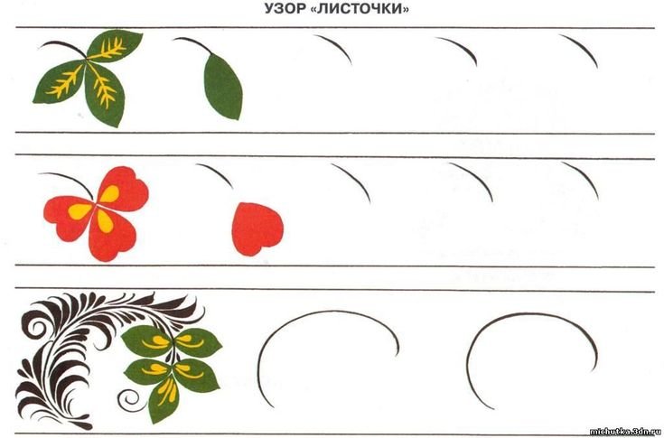 Элементы хохломской росписи листочки