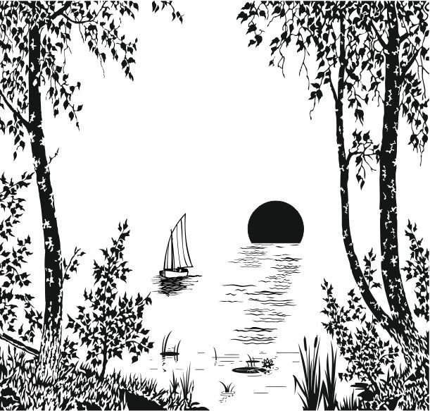 Силуэт пейзажа природы