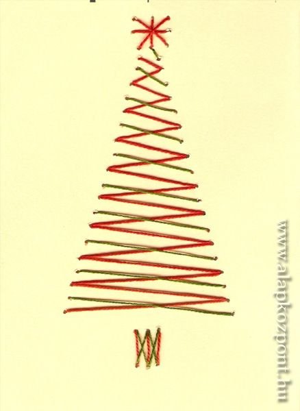 Елка из мулине на картоне