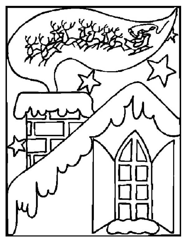 Новогодний пейзаж раскраска