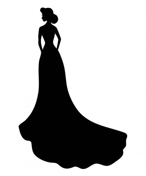 Силуэт девушки в пышном платье