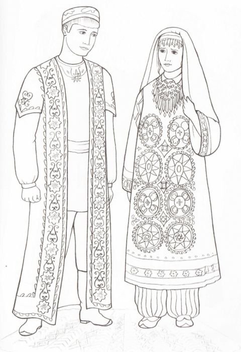 Раскраски народных костюмов Башкиров