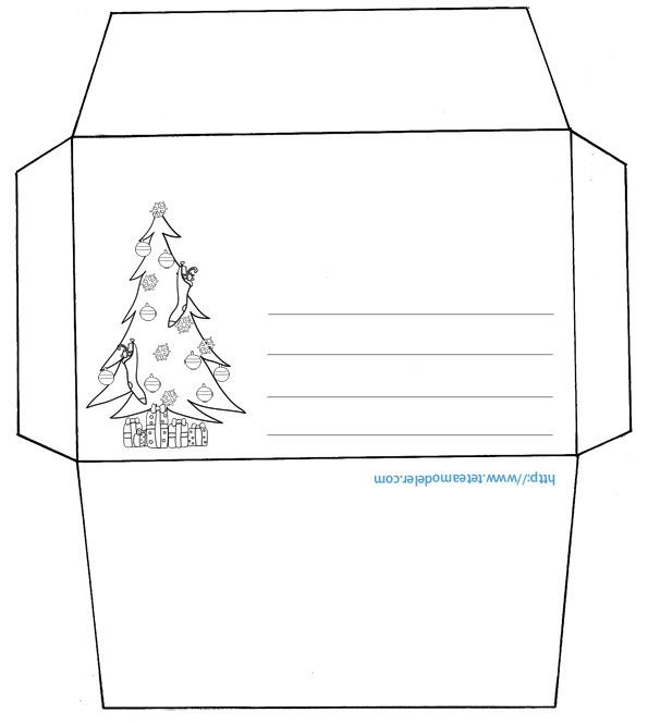 Конверт для письма деду Морозу раскраска