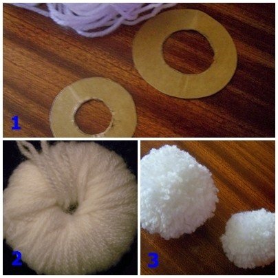 Снеговик из ниток помпоны